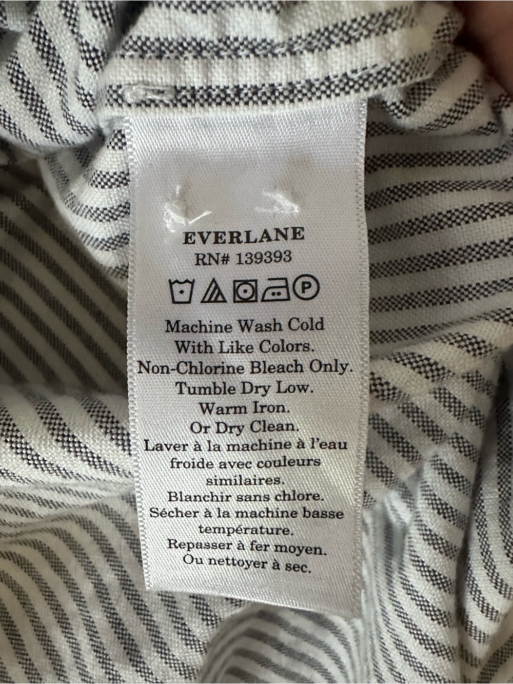 EVERLANE Grey and White Stripe Boxy Oxford Shirt - Picture 6 of 7